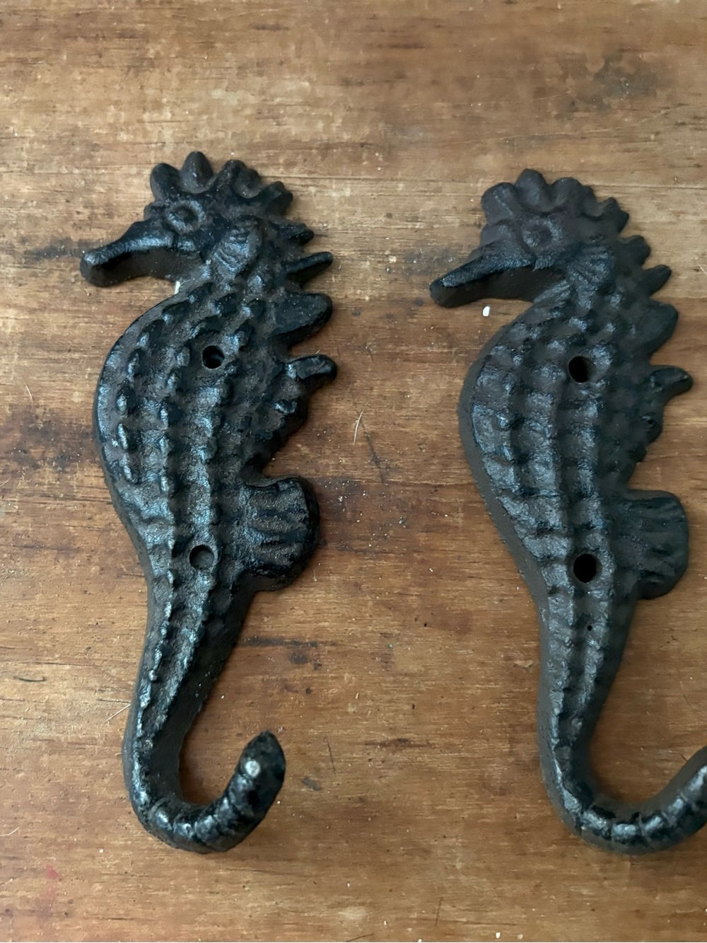 Cast Iron Seahorse Wall Hooks - Black